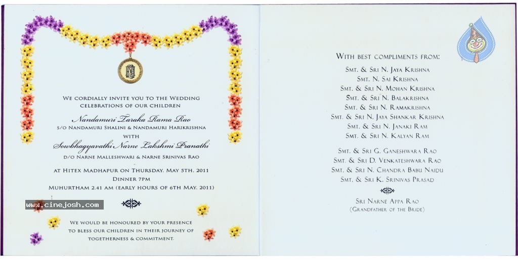 Jr NTR Wedding Card Photos - 11 / 12 photos