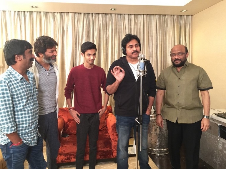 Agnyaathavaasi Pawan's Song Recording Session - 7 / 9 photos