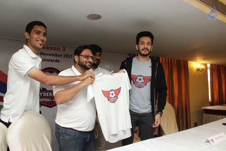 Akhil at Hyderabad Football League - 12 / 18 photos