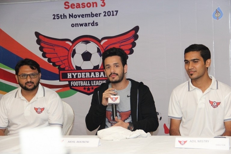 Akhil at Hyderabad Football League - 13 / 18 photos
