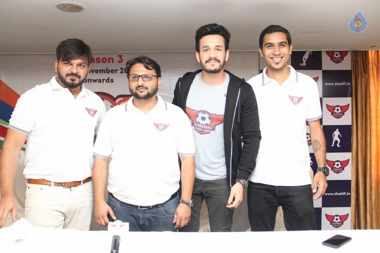 Akhil at Hyderabad Football League - 14 / 18 photos