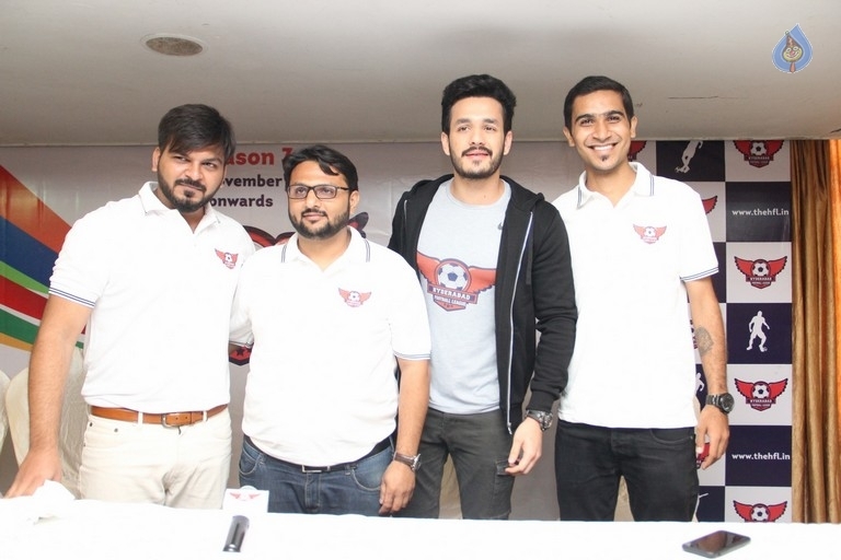 Akhil at Hyderabad Football League - 16 / 18 photos