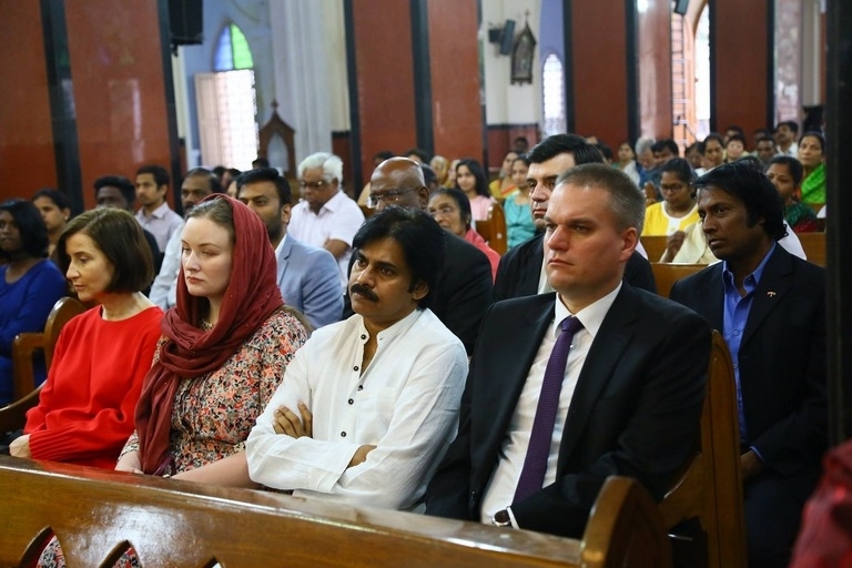 Pawan Kalyan And Adam Burakowski Visits St Marys Church - 19 / 30 photos