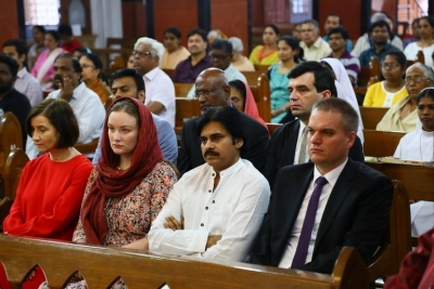 Pawan Kalyan And Adam Burakowski Visits St Marys Church - 25 of 30