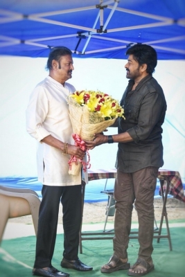 Mohan babu meet Chiranjeevi at Acharya sets - 4 of 4